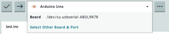 Cloud Editor with port name showing in the board selector 