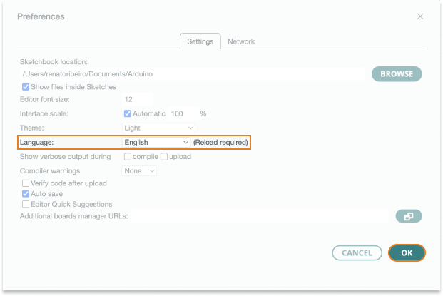 Change the language in Arduino IDE – Arduino Help Center