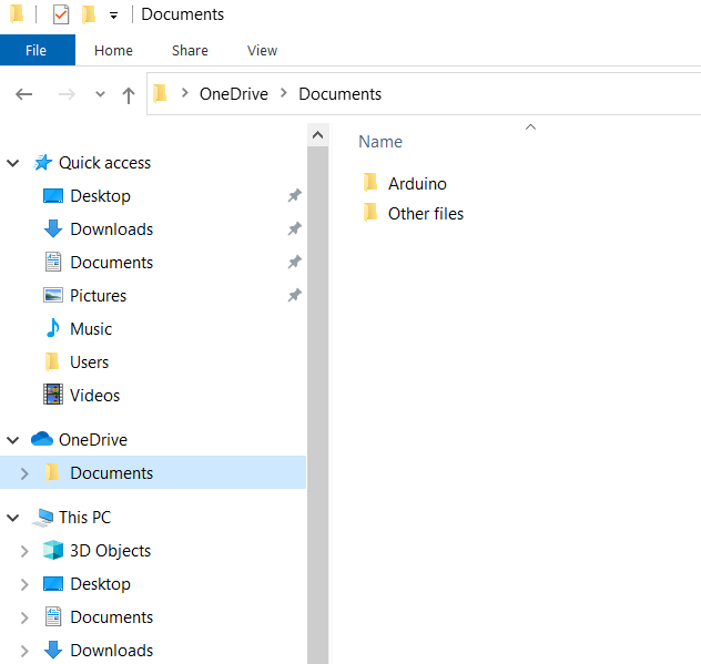 File explorer OneDrive folder