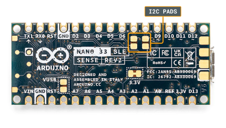 The I2C pads on the Nano 33 BLE sense