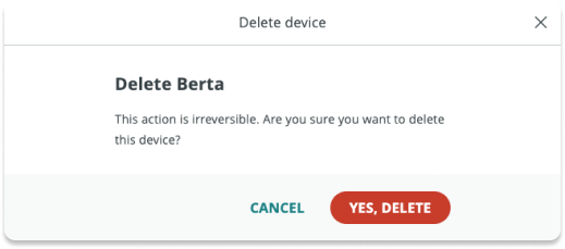 Deletion confirmation pop-up