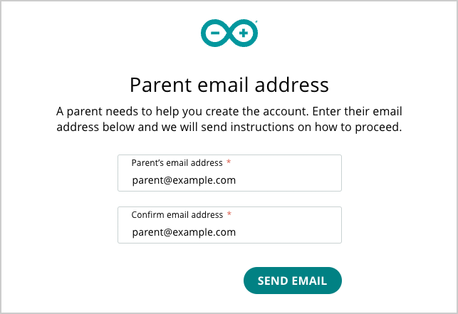 Entering parent email address.
