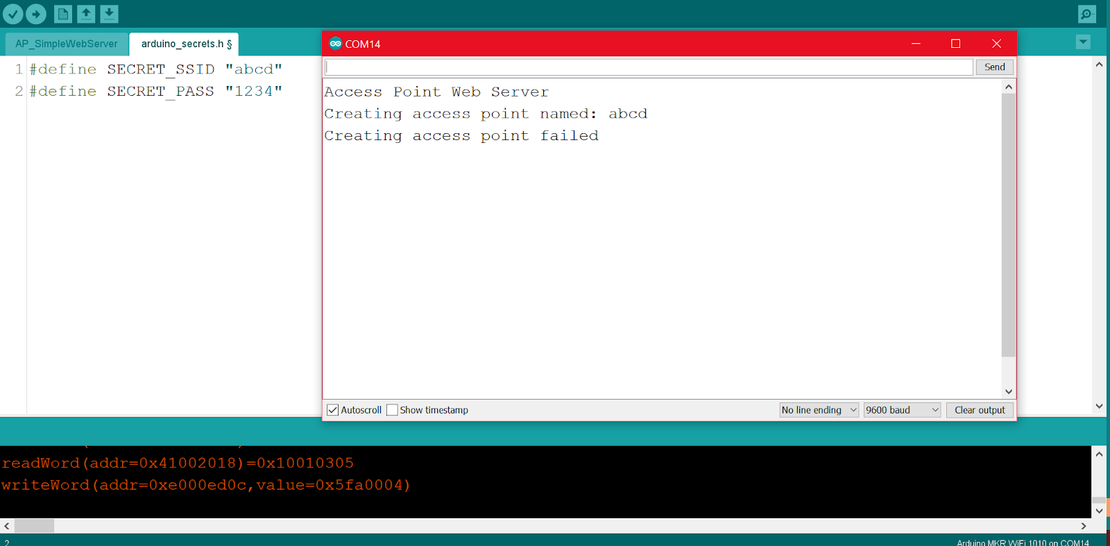 Error screenshot