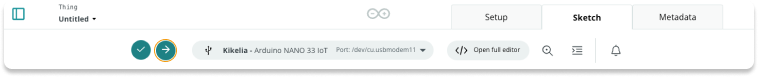 Uploading a sketch in Arduino Cloud.