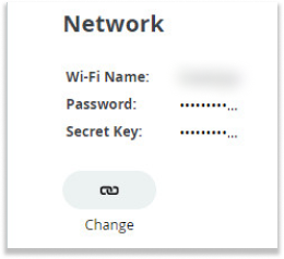 Network credential information and a button labeled change.