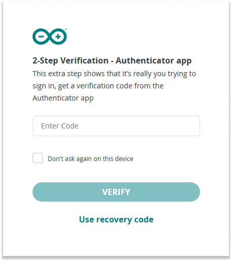 2-step verification dialog with use recovery code button