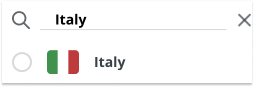 Filtering the list of countries for "Italy".