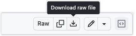 Downloading a file on GitHub.
