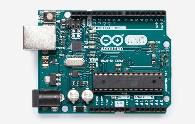 Photo of Arduino UNO Rev3 with Long Pins.