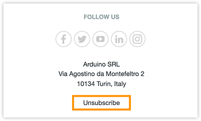 The unsubscribe link at the bottom of a newsletter email.