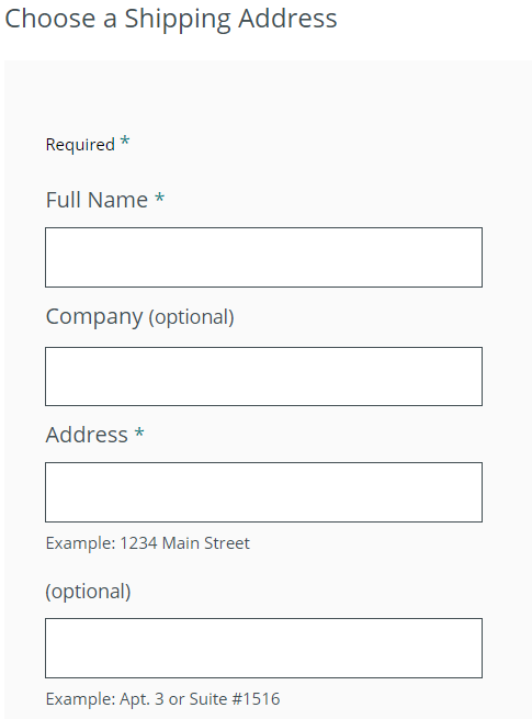 'Choose shipping address' section