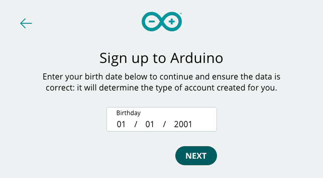 Entering date of birth.