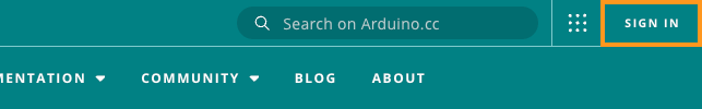 The sign in button on arduino.cc