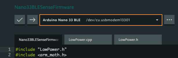 The board dropdown in the Web Editor.