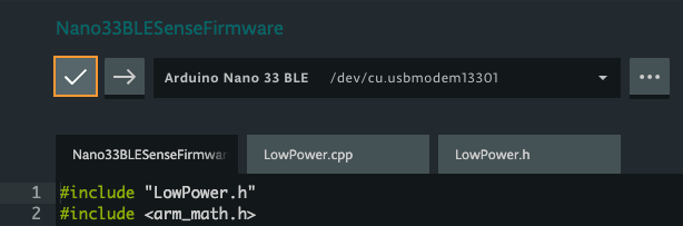 Uploading the sketch in the Cloud Editor.