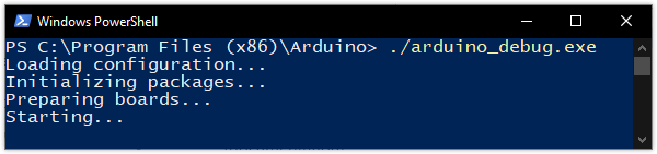 Running arduino_debug.exe in PowerShell