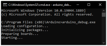 Running arduino_debug.exe in cmd.exe