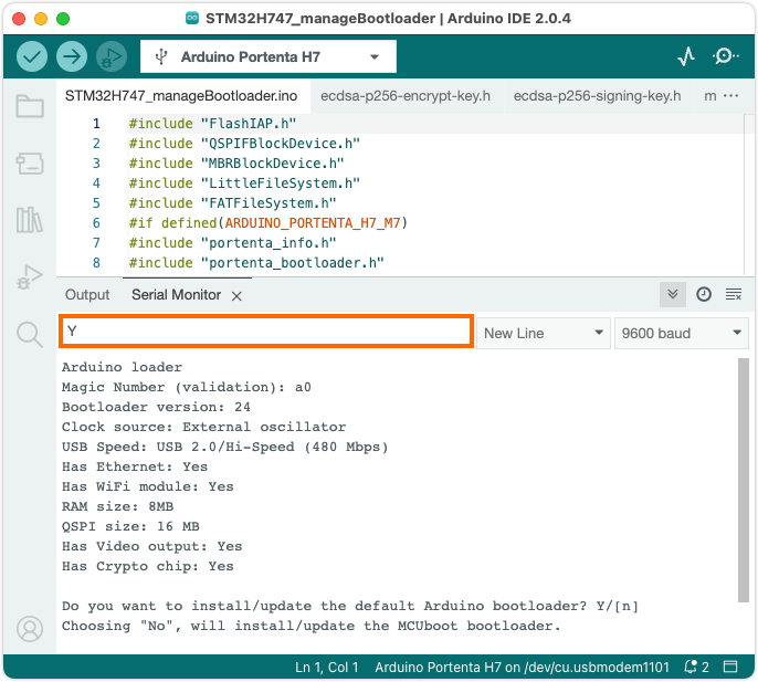 Serial monitor output