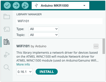 Installing the WiFi101 library