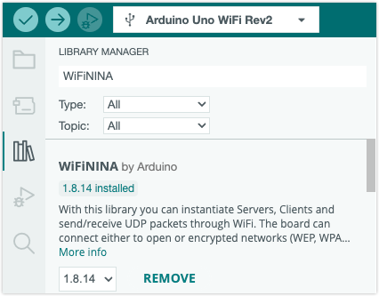Installing the WiFiNINA library